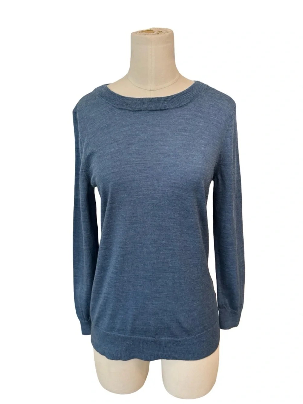 J.Crew 100% Merino Wool Blue Boat Neck Sweater Size M